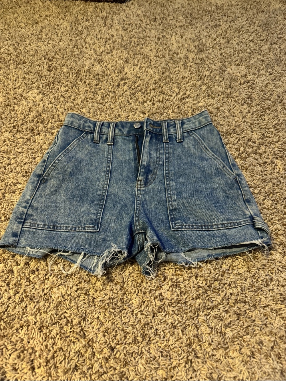 Wild Fable High-Rise Frayed Hem Denim Shorts - Blue